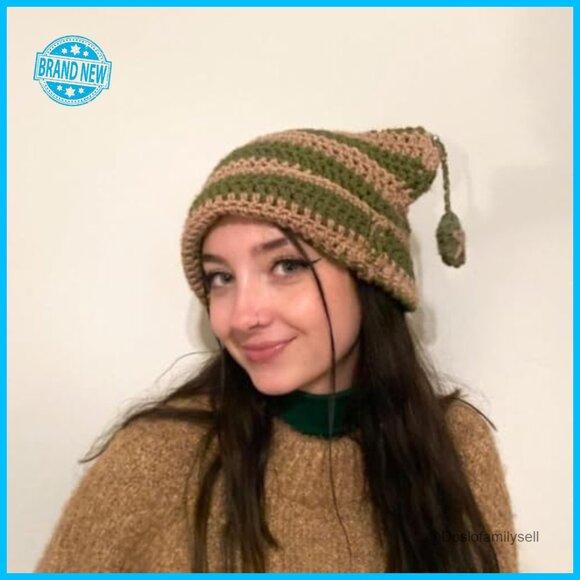 Y2K Cat Ear Beanie Goth Grunge Crochet Knit Hat Women\'s Winter Accessory main image 7